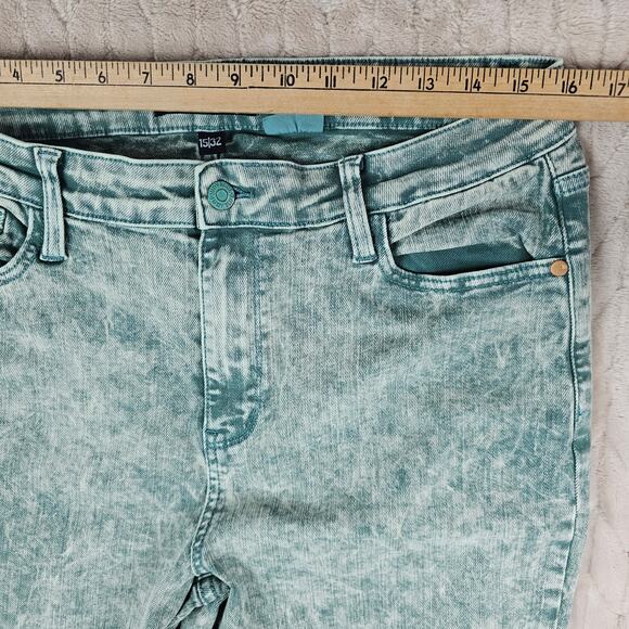 Judy Blue Dad Jean Womens 32" Wide Leg Acid Wash Green Comfort Stretch Punk - Picture 5 of 7